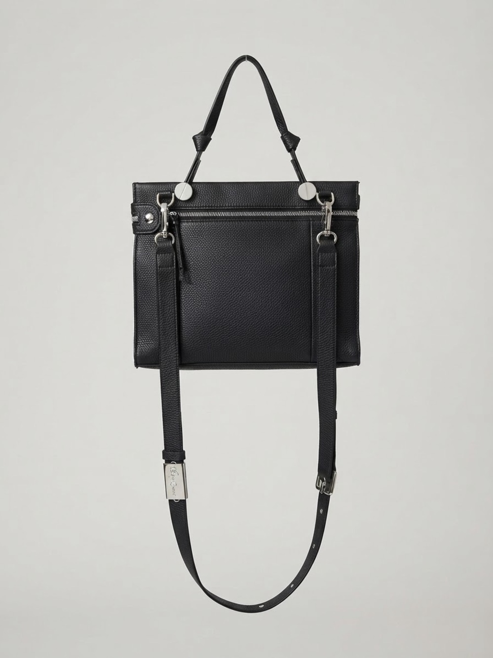Foley + Corinna Black Pebbled Leather Shoulder Bag with Silver Hardware